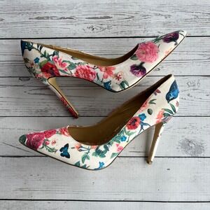 Penny Loves Kenny Womens White Floral Pointed Stiletto High Heel Pumps Size‎ 11M